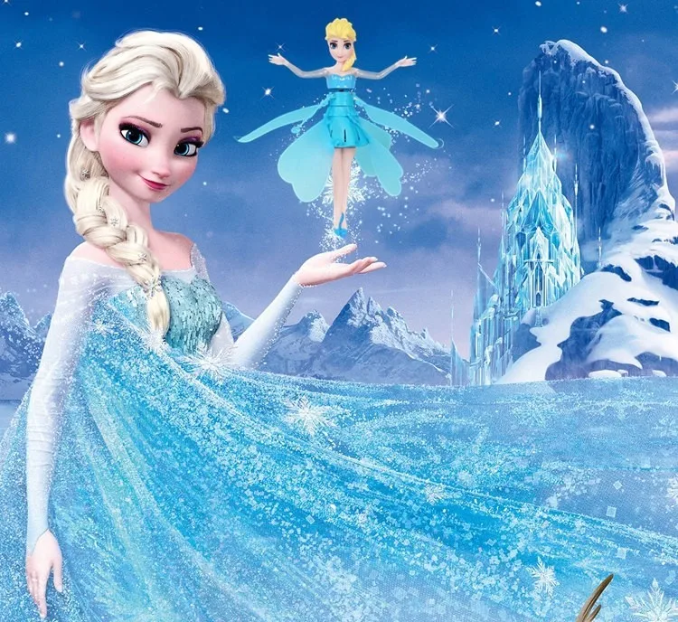 Free Shipping Blue Flying Fairy Elsa Doll Toys Infrared Induction Control Dolls