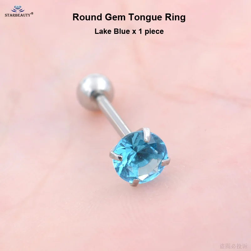 Piercing Jewelry Body Piercing Jewelry Body Jewelry 1Pc 1.6x16mm Barbell 7mm Top Round Gem Tongue Piercing Langue Zircon Inlaid Stainless Steel Tongue Rings Body Jewelry