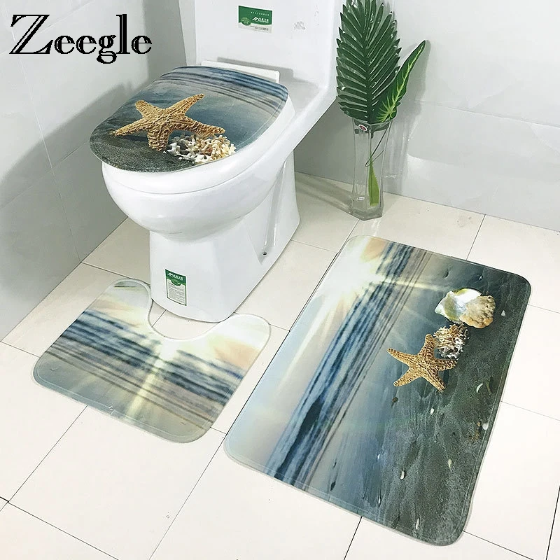 Zeegle 3 шт коврик для ванной Ванная комната фланель Нескользящая подставка коврики