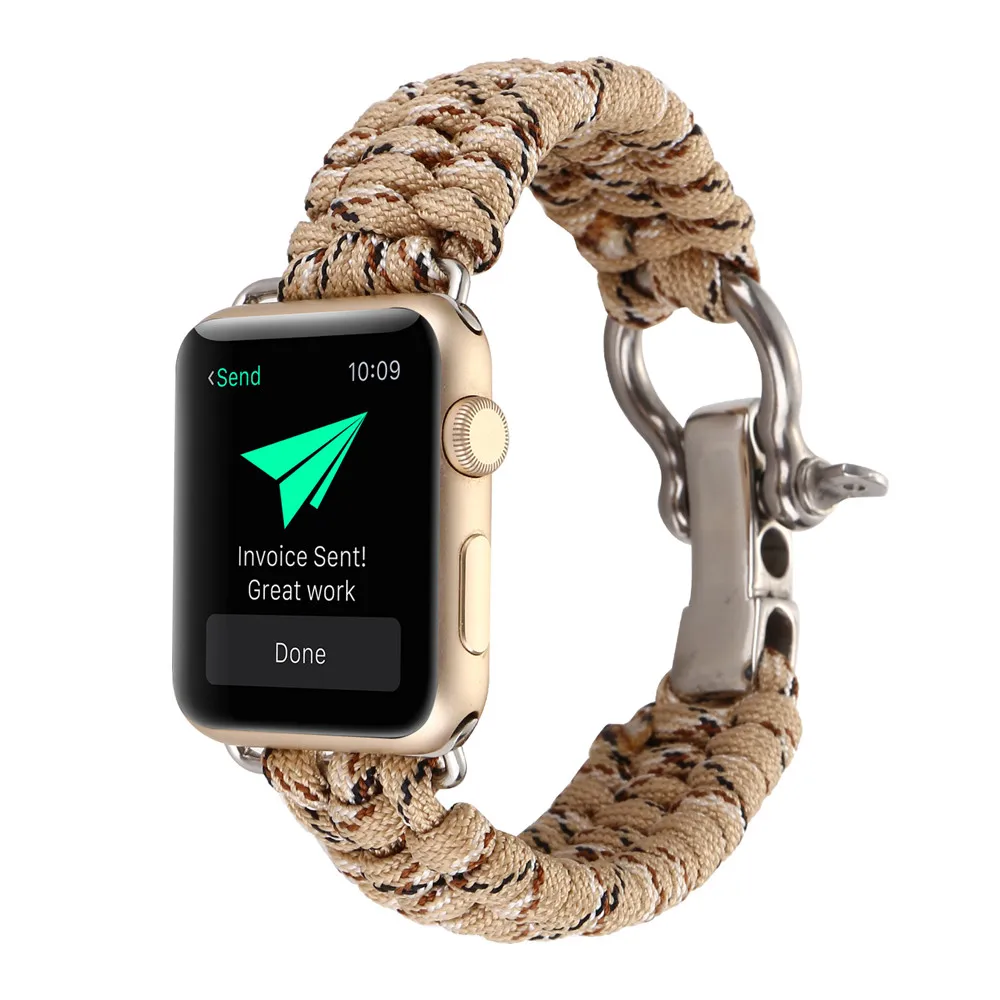 Тканый нейлоновый ремешок для часов Apple Watch iwatch 1 2 3 38 мм 42 мм военный тактический парашютный шнур для выживания на открытом воздухе