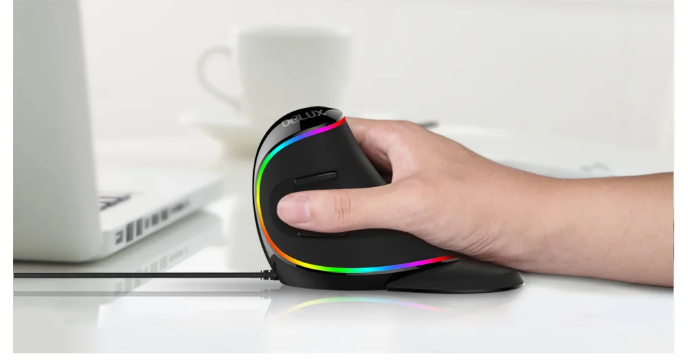 Delux M618Plus RGB эргономичная Вертикальная мышь 6 кнопок 4000 dpi оптическая компьютерная мышь со съемной подставкой для рук для ПК ноутбука