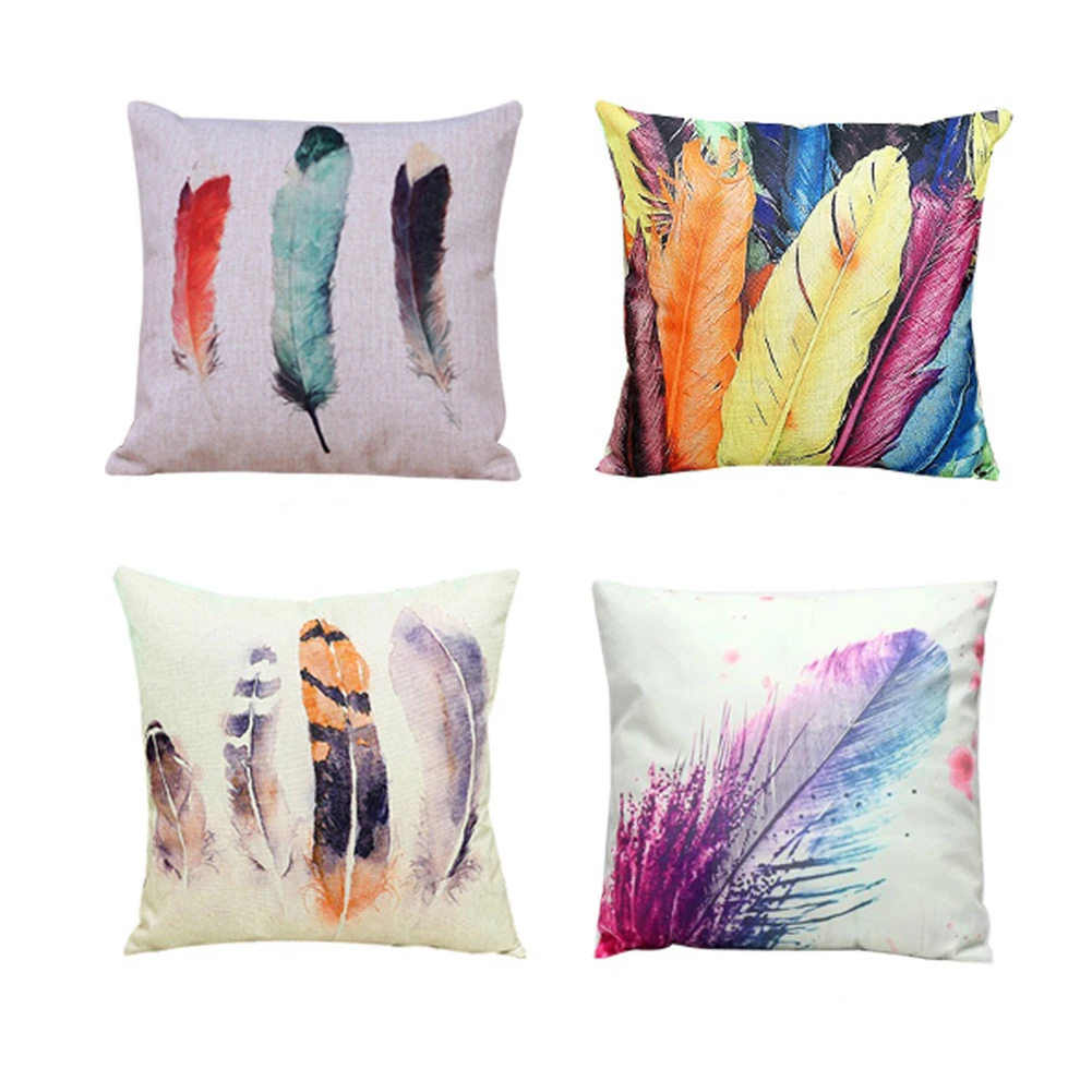 Feather Print Throw Pillow Case Linen Modernpillow case linenpillow