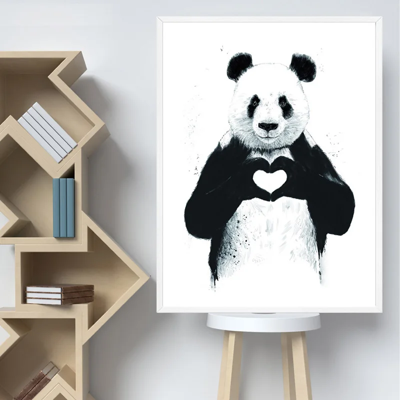 Panda Canvas Painting Wall Art Picture Cartoon Poster For Living Room Home Decor
