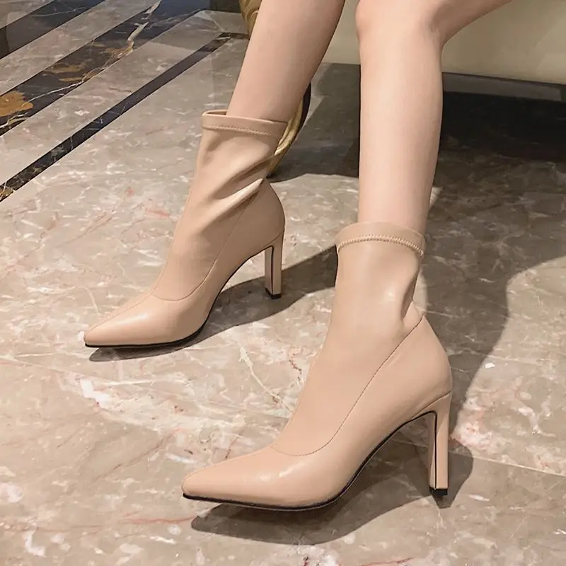 ALLBITEFO fashion sexy high heels night club party women boots 6 color ankle boots for women autumn girls boots ladies shoes