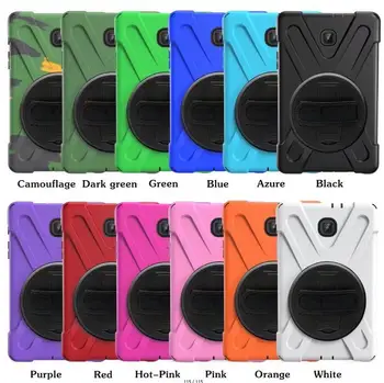 

30pcs/lot For Samsung Galaxy Tab A 8.0 2018 T387 Tablet Kids Safe Shockproof Heavy Duty Silicone+PC Kickstand Case+Wrist Strap