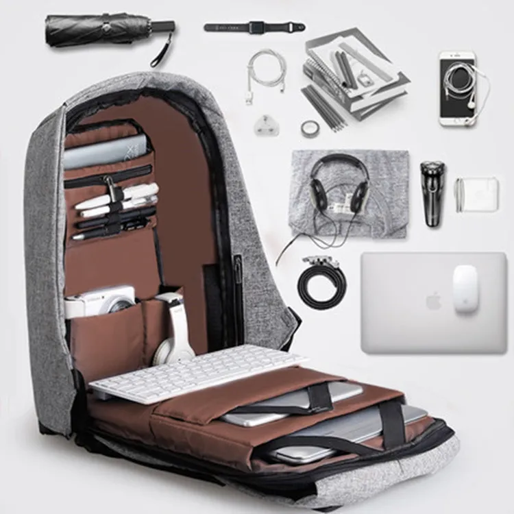 مكافحة سرقة حقيبة USB شحن الرجال حقيبة السفر للماء حقيبة مدرسية في سن المراهقة الذكور Mochila sac دوس محمول على ظهره