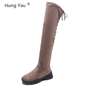 

Hung Yau Over-the-Knee Boots Fashion Women Slip-On Women's Shoes Woman Casual Shoes Long Leather Boots Sneaker Shoes Size 35-39