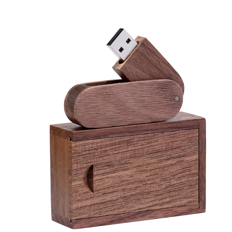 JASTER креативный деревянный вращающийся usb+ коробка Флешка 4 ГБ/8 ГБ/16 ГБ/32 ГБ/64 ГБ USB 2,0 Внешний накопитель(более 10 шт. бесплатный логотип - Цвет: Walnut usb box