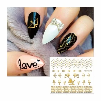 WUF 1 Sheet New Fashion 3D Hot Gold Nail Art Sticker DIY  6018