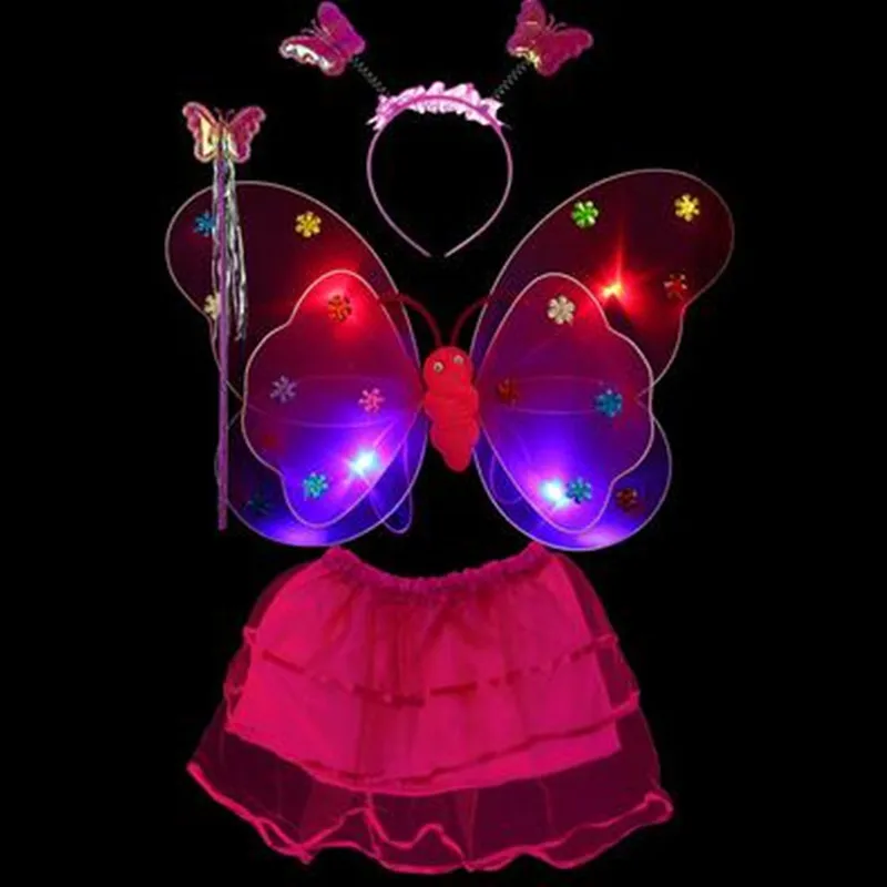 Мигающий светодиодный головной убор принцессы с крыльями бабочки; волшебные палочки; юбка для девочек; реквизит для выступлений; Светящиеся вечерние принадлежности для Хэллоуина - Цвет: 2