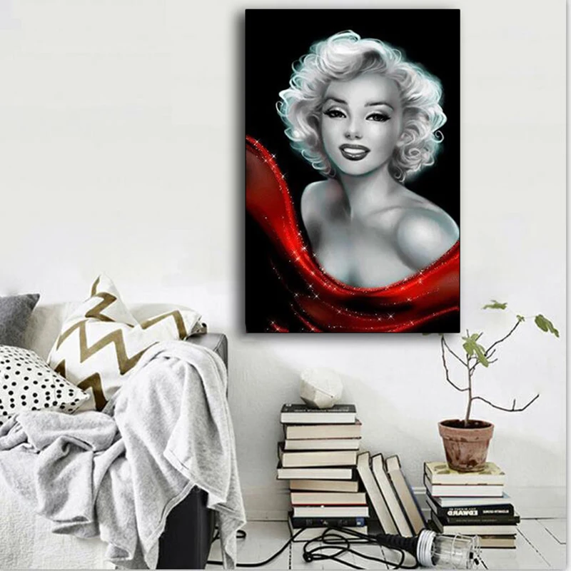 

Full Square 5D Diy Diamond Painting Cross Stitch Marilyn Monroe 3D Diamond Embroidery Rhinestone Mosaic Decor Paintings Gift