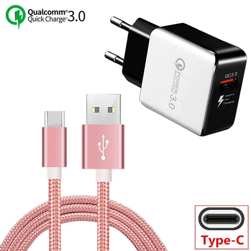 

Type C Cable for ZTE Axon 9 pro Motorola Moto One Power G6 Plus QC 3.0 Charger for Sony XA2 Ultra Huawei P30 P20 Mate 20 lite
