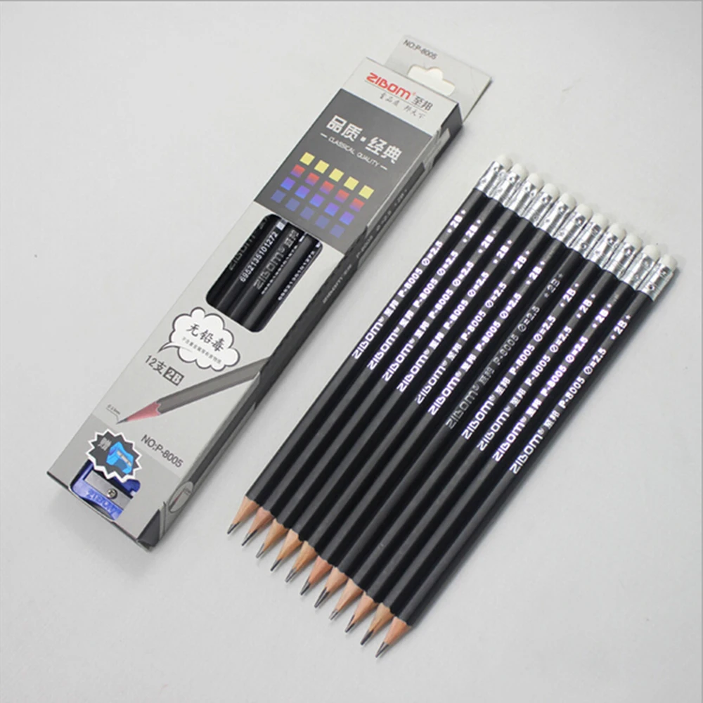 3 Pcs Lot 2B Pensil Kayu Sekolah Pemeriksaan Pensil Profesional