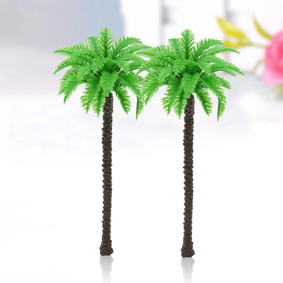 

200pcs/lot scale palm trees 12cm Cocos nucifera ABS plastic model palm trees for scenery train layout constructions