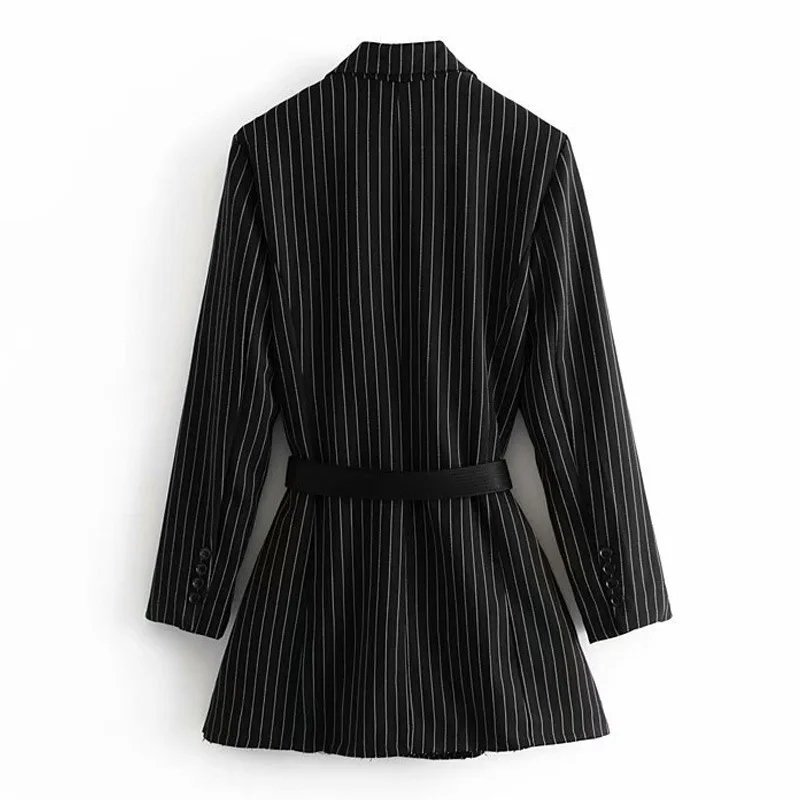 Spring 2019 Suits Brought Long Sleeve Long Jackets Show Thin Double-breasted Stripe Small Suit Sashes OL Women Blazers Spring 2019 Suits Brought Long Sleeve Long Jackets Show Thin Double-breasted Stripe Small Suit Sashes OL Women Blazers
