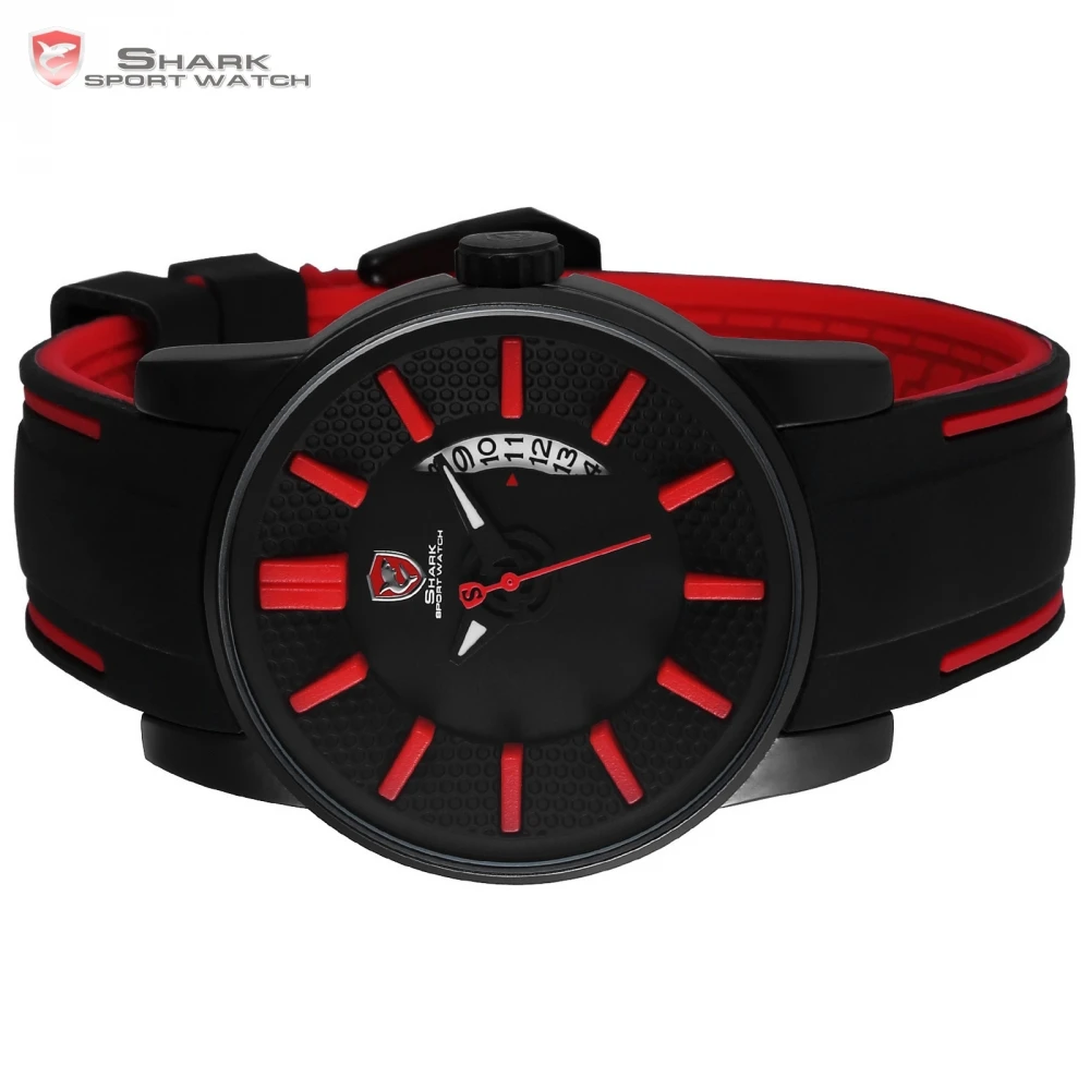 Grey Reef Shark Sport Watch Red 3D Special Design Date Silicone Strap Quartz Watch Men Waterproof Relogio Masculino Gift / SH478