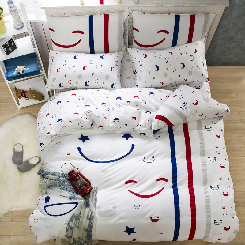 

2016 High Quality 100% Cotton Bedding Set Stripe Bed Sheet Set for Kids Gift Bedding Set Queen/King/Twin Size 4PCS Bedding Set