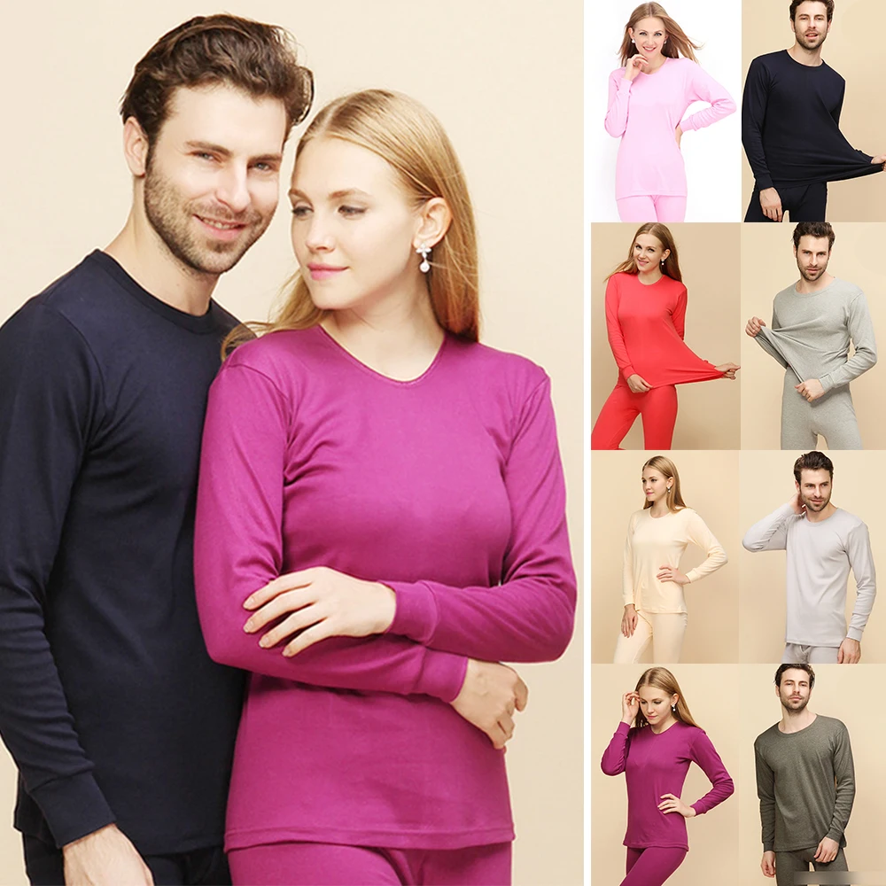 

Winter 100% Cotton Unisex Couples Long Johns Thick Men Women Thermal Underwear Sets Keep Warm For Russian Canada and European
