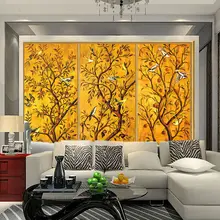  Vintage Wallpaper Custom 3D Wall Murals Bird & flower painting Photo wallpaper Kids Bedroom Office Shop Art Room decor Golden 