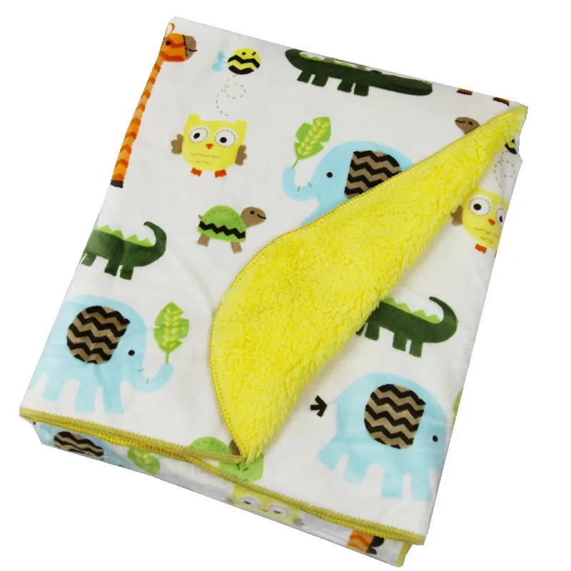 High Quality Winter Baby Blanket Thicken Warm font b Double b font Layer Swaddle Soft Cartoon
