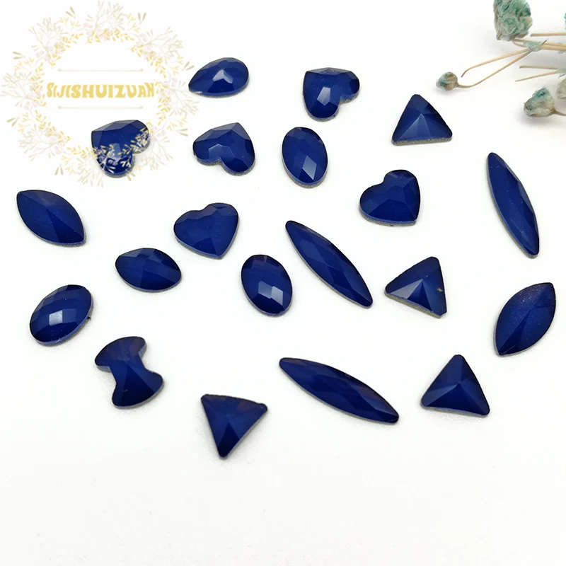 

New arrival! Mixing Mocha Deep blue shape and sizes Glass Crystal Flatback rhinestones DIY Clothing accessories and nails