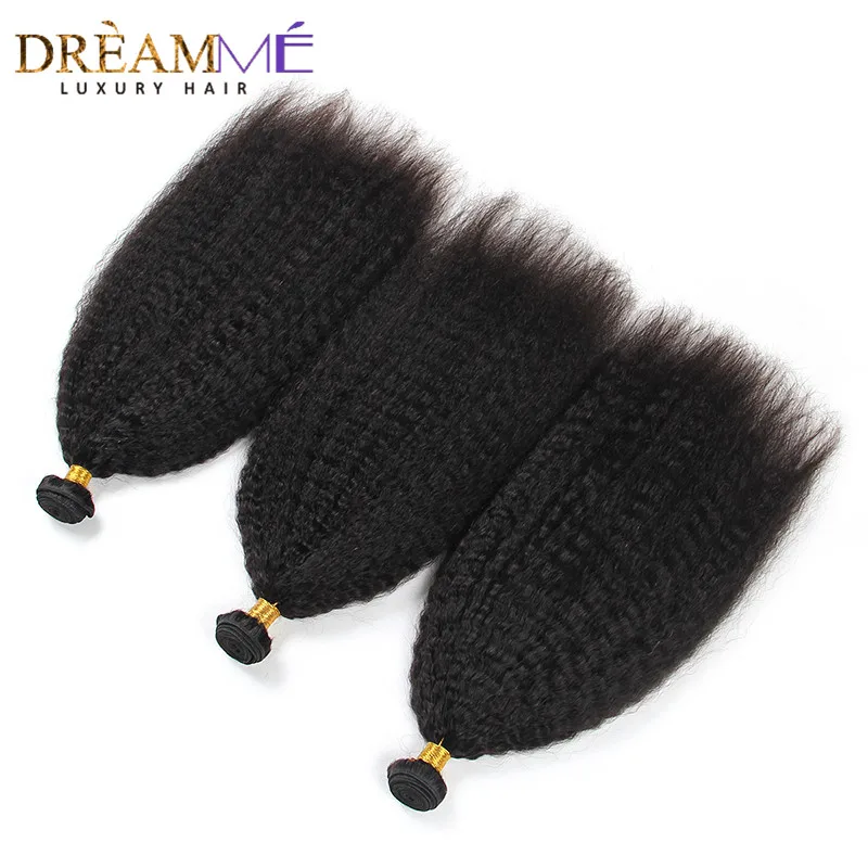Бразильские кудрявые прямые волосы плетение 3 пучка человеческих волос грубые волосы яки Реми натуральные черные Dreaming Queen Hair продукты
