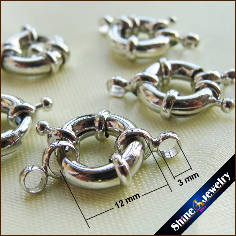 

10PCS 1 Strings White Gold Plated Spring Ring Clasp 12mm DIY Claw Jewelry Hooks Pearl Necklace/Bracelet Connector Lobster Clasp