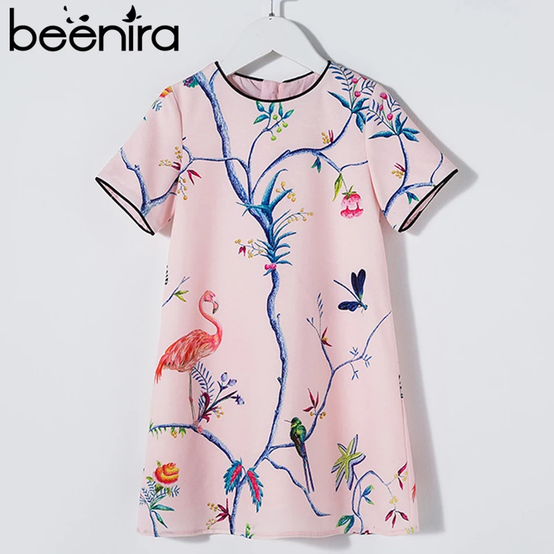 

Beenira European American Style Dress 2019 Summer Children Crowned Crane Pattern Princess Dress 4-14Y Large Girls Clothes Dress