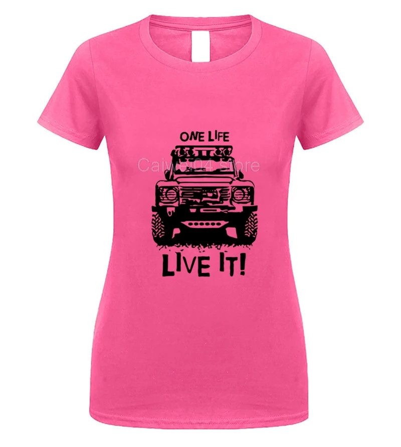 Мужская футболка с короткими рукавами и принтом, 90 110, One Life Live it Off Road - Цвет: women pink