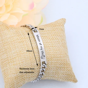 

Engraved Moon Of My Life Stainless Steel Bracelet Stick Figure Moon Bracelet With Drill Charm Jewelry Holder Unique Tag