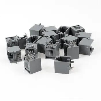 

19 x Black Gray Plastic Unshielded RJ12 6 Pin Network Ethernet PCB Jacks Socket