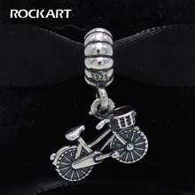 ROCKART Настоящее 925 пробы серебро творческий милый Велосипедный спорт Подвеска Шарм мотаться Подходит Европейский браслет ювелирные украшения п