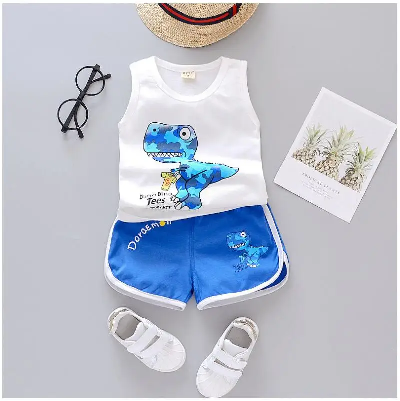 

2019 Summer Baby Boys Clothing Sets Infant Clothes Suits Cotton Cartoon T Shirt Shorts Kids Children Casual Suit