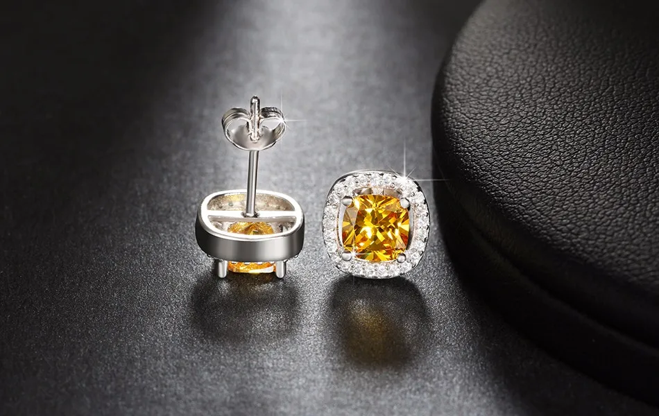 ORSA JEWELS 1ct Подушка огранка многоцветный Цирконий Кристалл серьги гвоздики для девочек модные ювелирные изделия без содержания никеля OE149