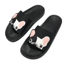 Летние милая собака мультяшная женские тапочки пляжная обувь женские плоские каблуки сланцы босоножки zapatillas mujer