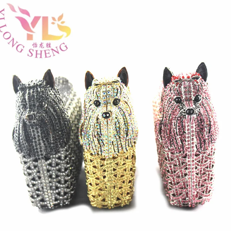 

Women Crystal Evening Purse Stylish Crystal Dog Evening Bag Rhinestone Evening Party Clutch Handbag YLS-A08