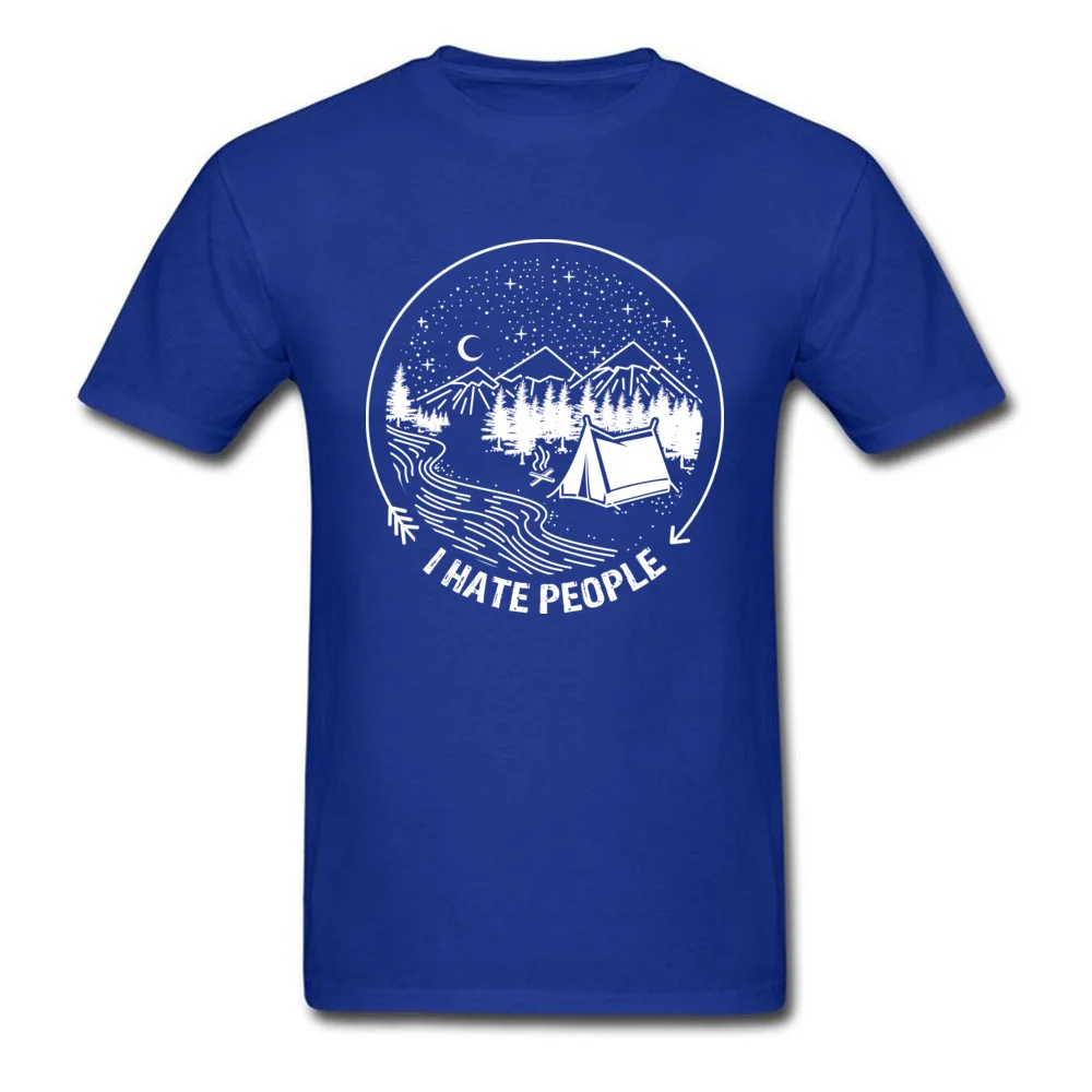 Design 100% Cotton Printed Tees Rife Short Sleeve Men T Shirt Camisa Autumn Top T-shirts Crewneck Top Quality I Hate People Funny Camper Shirt blue