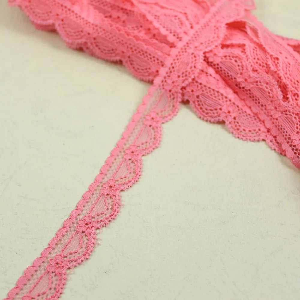 

10 yards/lot 17mm width coral Elastic Stretch Lace trim sewing/garment/clothes accesories
