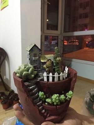 1pcs bonsai planter pot Fashion cartoon house flower pots resin large garden flowerpot garden plant decoration dropshipping 3