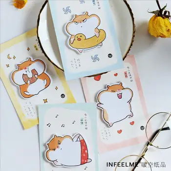 

4PCS/LOT New Arrival Hamster Mini Memo Pad Sticky Notes Escolar Papelaria School Supply Bookmark Post Label