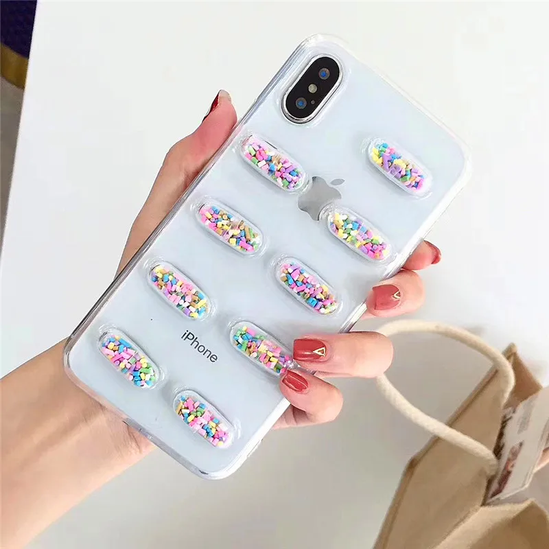 LUDI 3D Fun Cartoon Capsule Doll Phone Case For iphone X Case For iphone 6 6S 7 8 Plus Colorful Stereoscopic Clear Soft TPU Case7