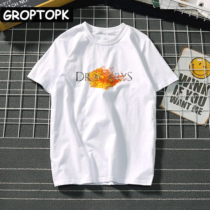 

Game of Thrones Print Man's T Shirt Men Tshirt Special Effects Letter Dracarys Arya Stark Summer Casual Cotton T-shirts Harajuku