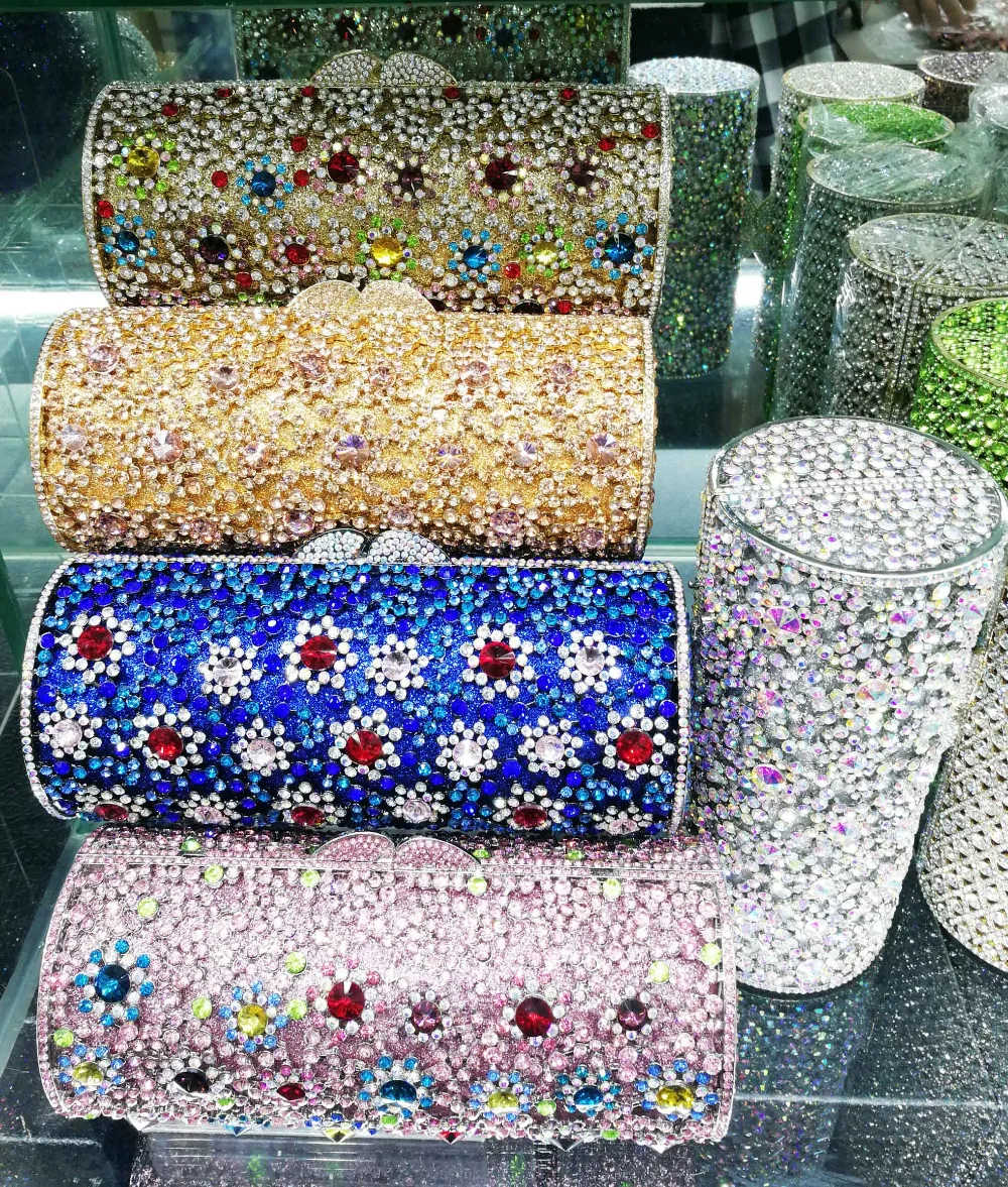 Цветочные модные вечерние сумки с кристаллами, женские вечерние сумочки, свадебные сумки с цепочкой, мини-клатч SC784