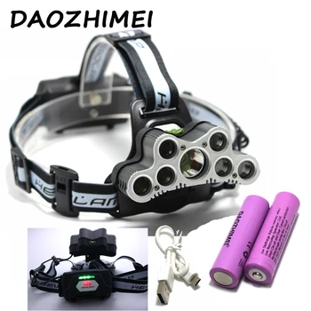 

super bright led headlamp 7 XML T6 LED headlight usb rechargeable head lamp 18650 high power led torch head flashlight