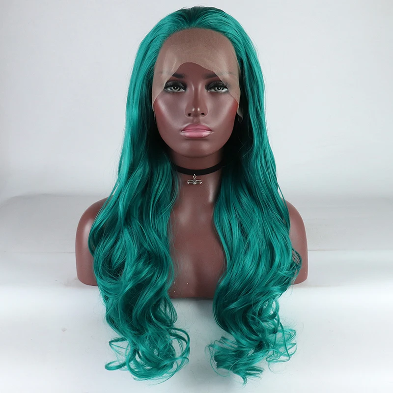 Fantasy beauty женский зеленый парик длинные волнистые волосы термостойкие волокна Кружева передние парики для Косплей Хэллоуин Вечерние