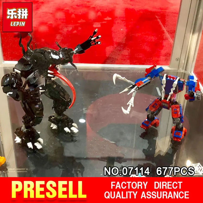 

Lepin 07114 SuperheroCompatible The 76115 Spider Mech vs Venom Set Building Blocks Bricks Assembled DIY Toys Birthday Gifts