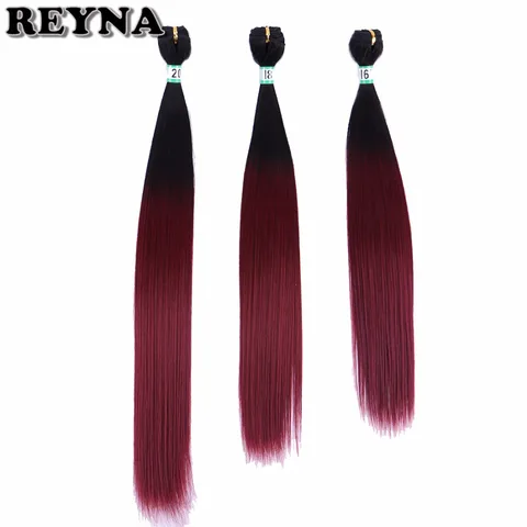 Feixes de Cabelo Fibra de Alta Extensões de Cabelo Kinky Reta Tecer Ombre Temperatura Sintética 16 18 20 Polegadas Disponível