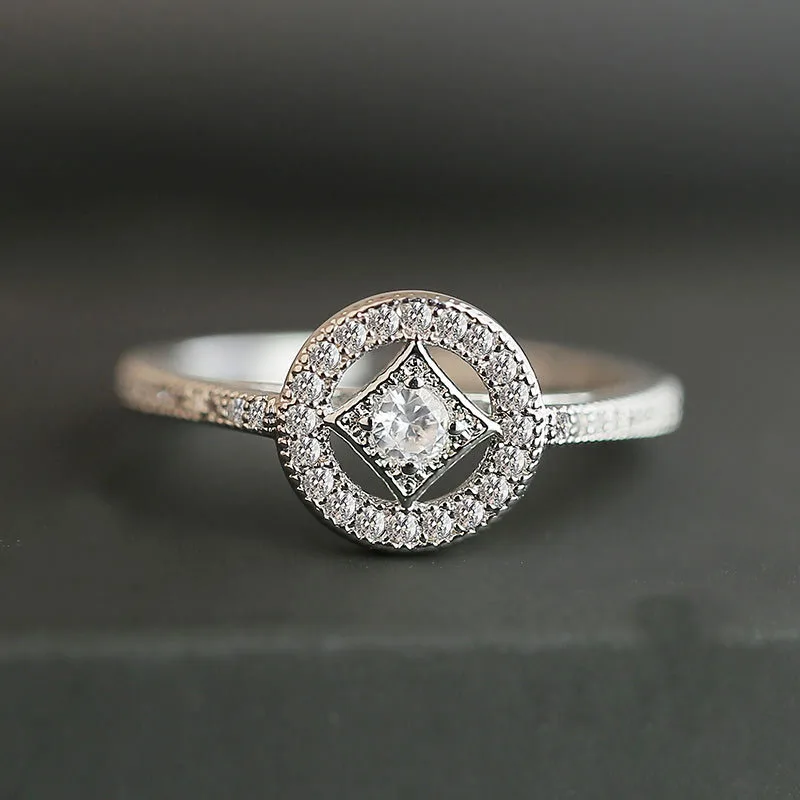 

Classic 100% 925 Sterling Silver Vintage Allure, Clear Square CZ Finger Ring Women Luxury Fashion Jewelry S925 Anel