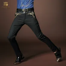 Fanzhuan модные повседневные мужские новые мужские зимние брюки черные тонкие мужские брюки с вышивкой 5180031 бархатная индивидуальность