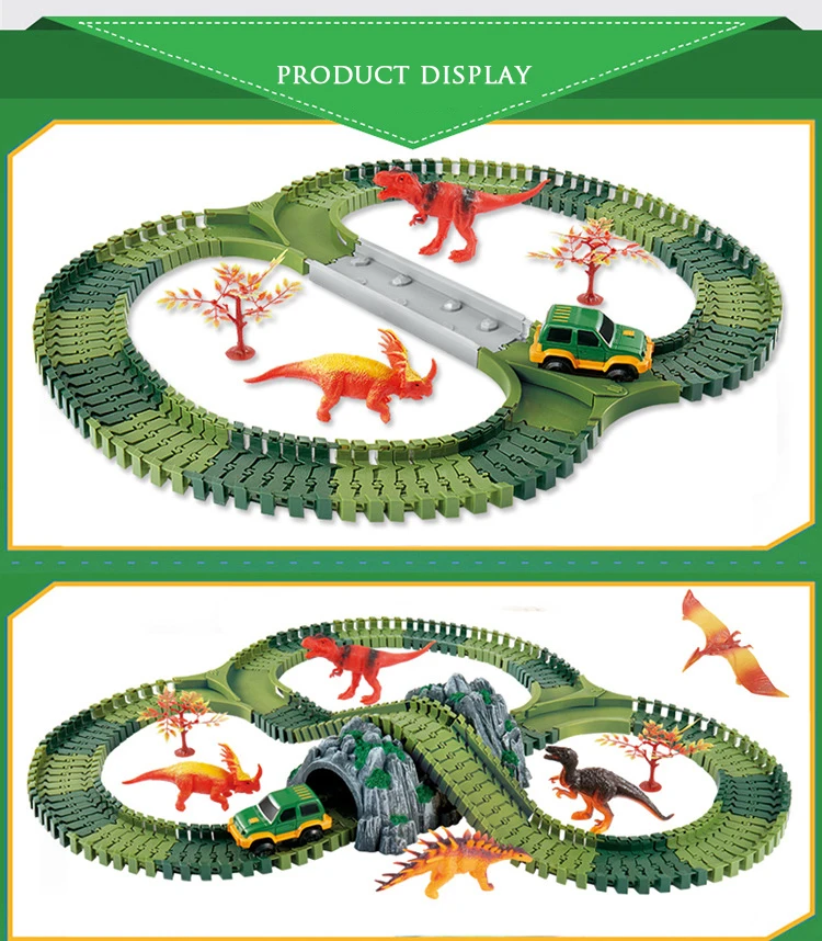 Электрический вагон детей поезд динозавров трек модель игрушки Детские железной дороги гоночный трек автомобильного транспорта ребенок подарок